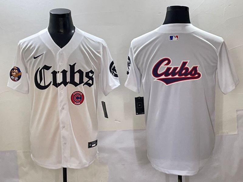 Men 2025 Chicago Cubs Blank White Five generations Joint Name Nike MLB Jersey style 13->chicago cubs->MLB Jersey